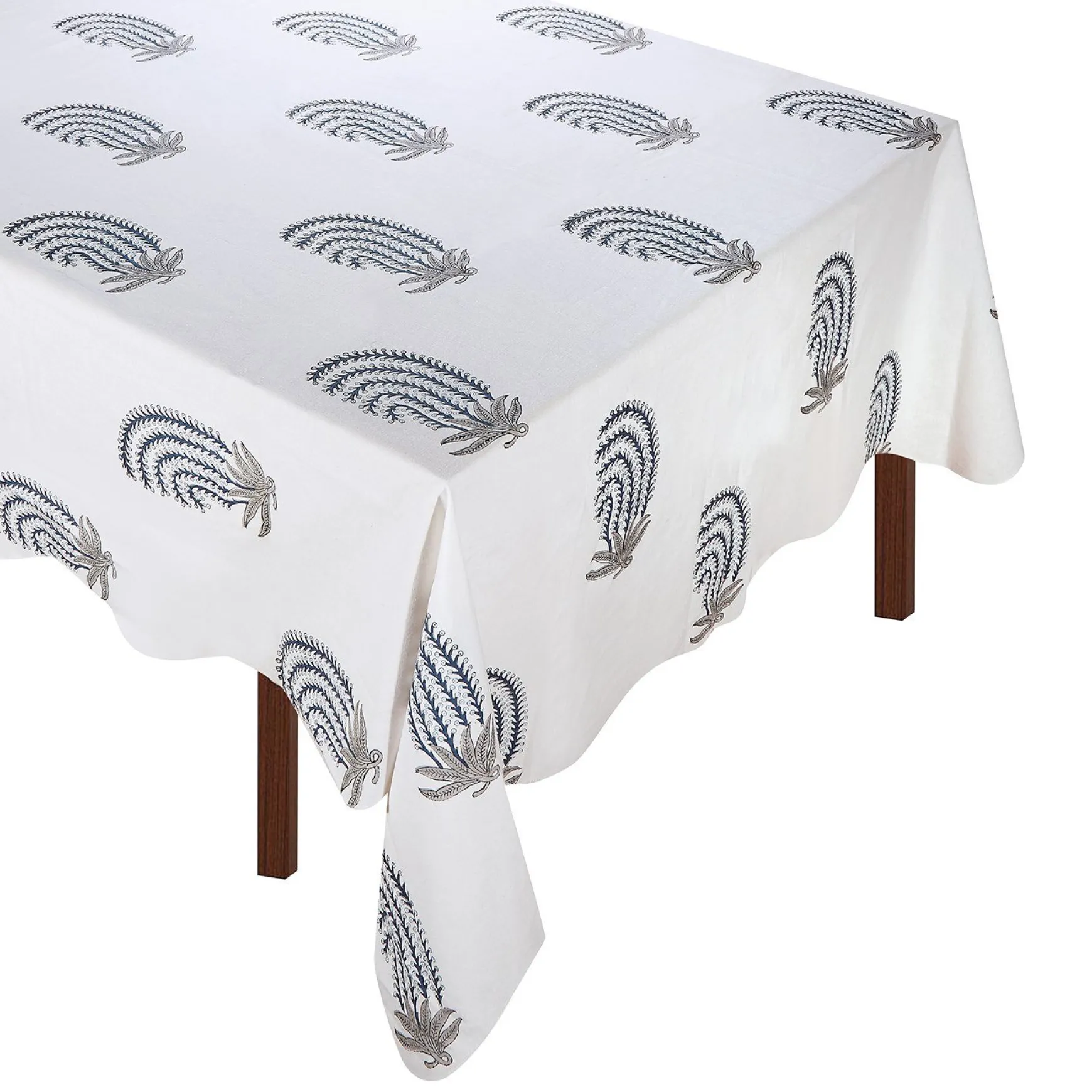 Blue Grey Buteh Tablecloth