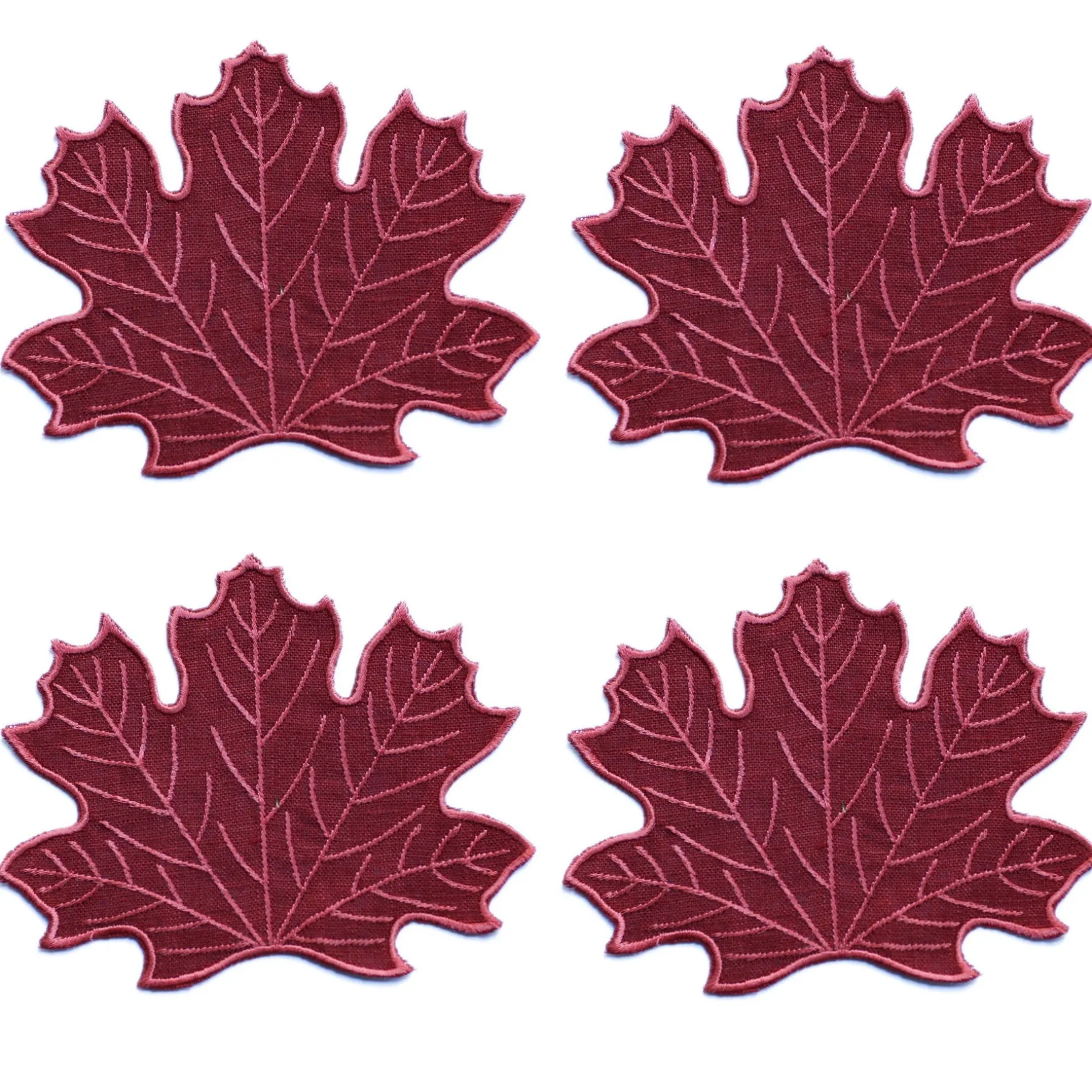 Burgundy Leaf Cocktail Napkins (4)