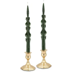 Forest Green Baroque Tapers (2)