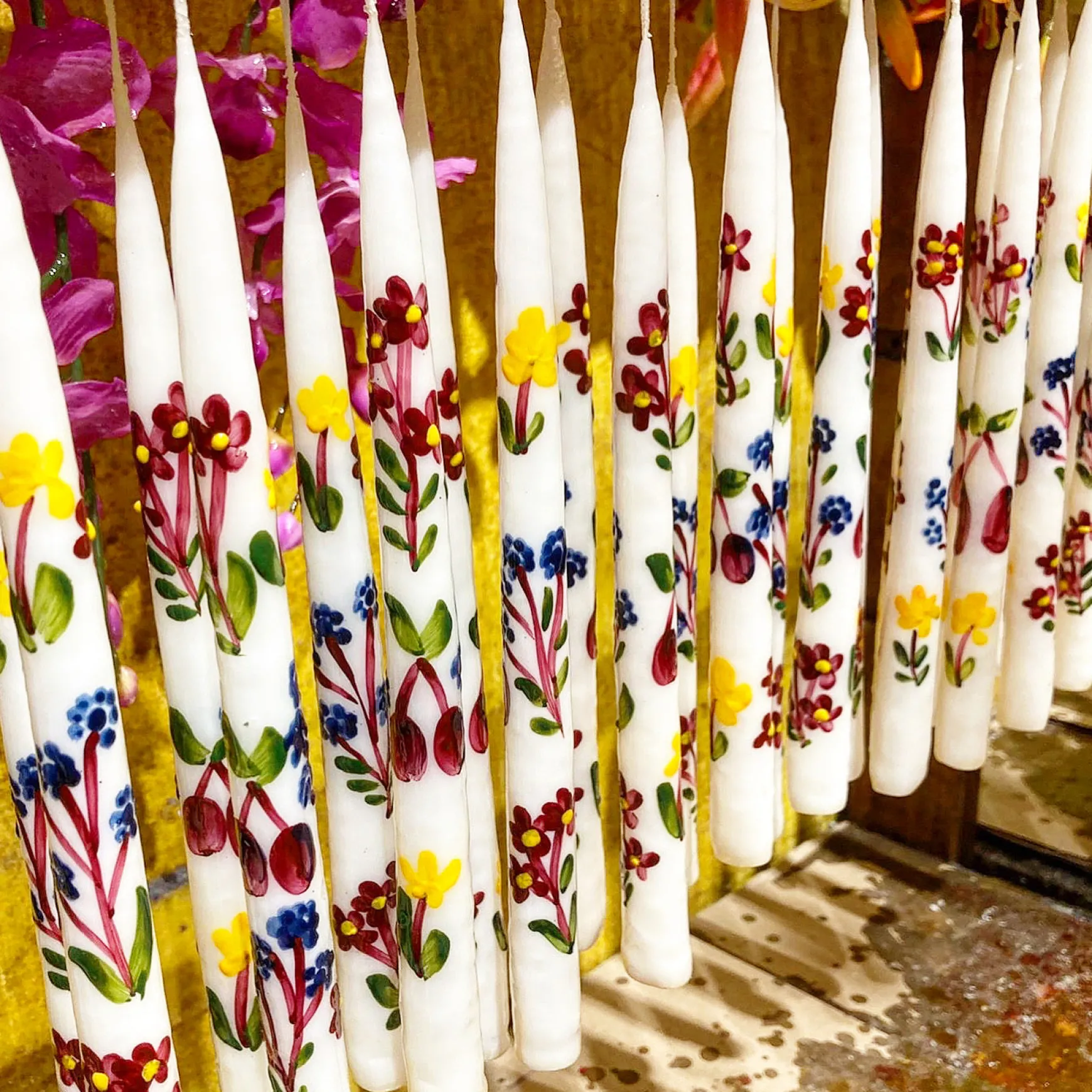 Painted Fall Fruit Tapers (2)