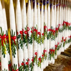 Painted Mistletoe Tapers (2)